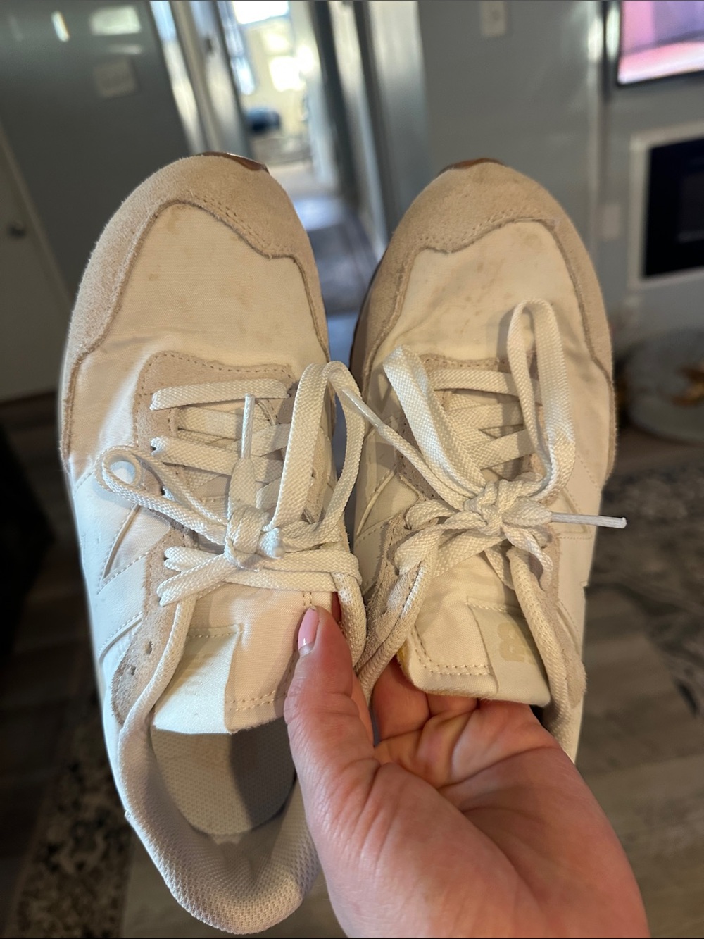 New Balance Beige White Platform Sneakers - Picture 3 of 8